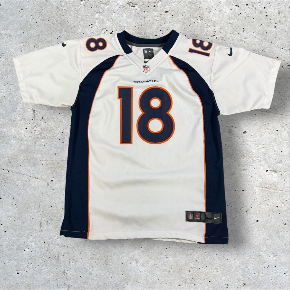 Nike Denver Broncos Peyton Manning 18 On Field Jersey Youth Large L White